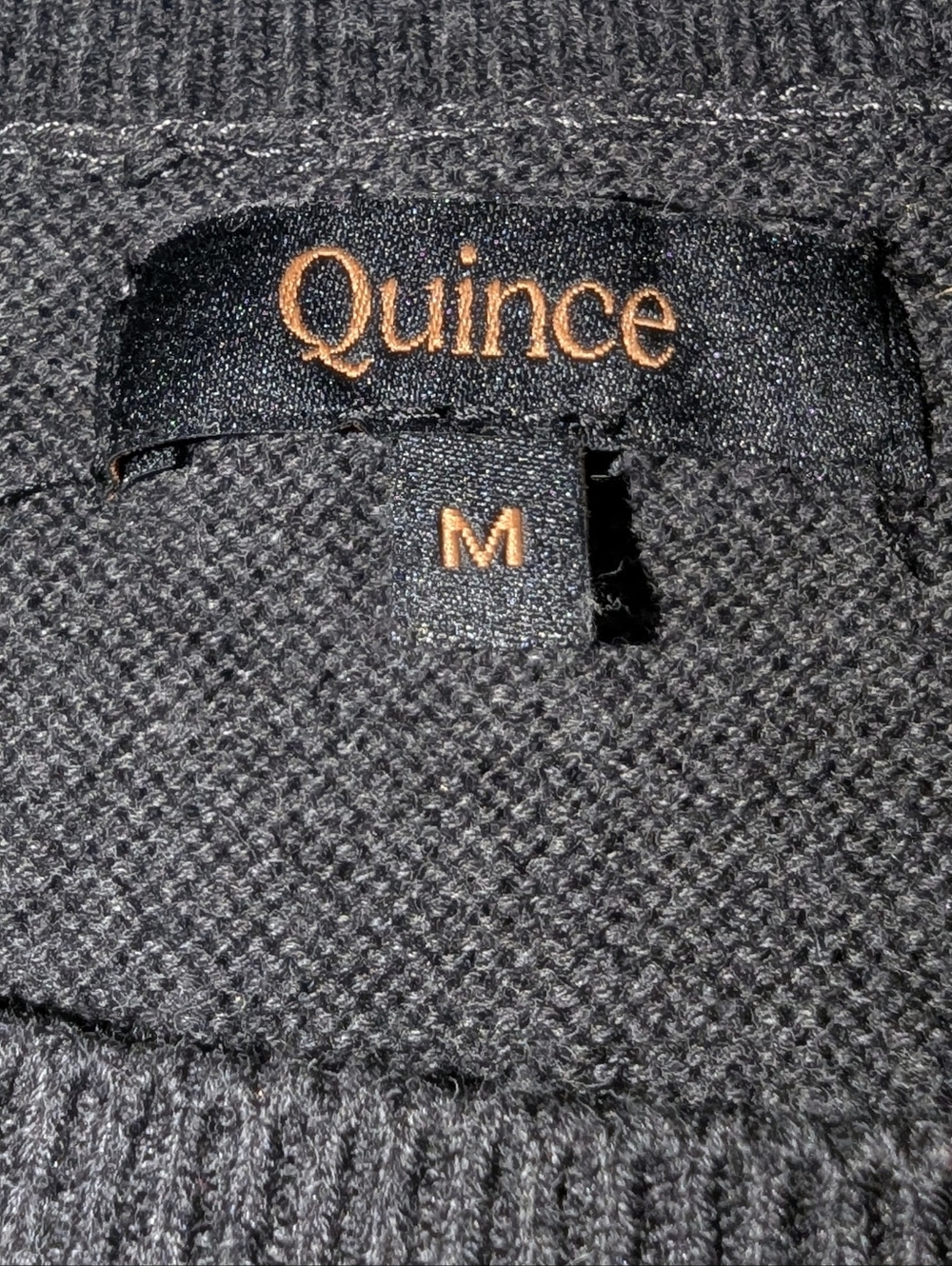 Quince Women Lightweight Cotton Cashmere Link-Stitch Dolman Sweater Black Top M - Picture 3 of 5